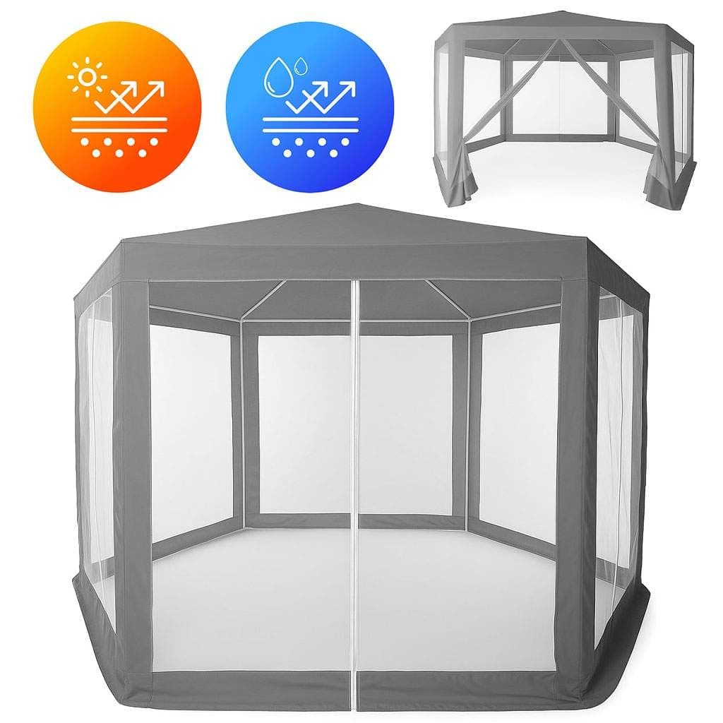 Garden Trade Pavilion teltta 2x2x2 m hyttysverkon harmaalla MultiGardenilla