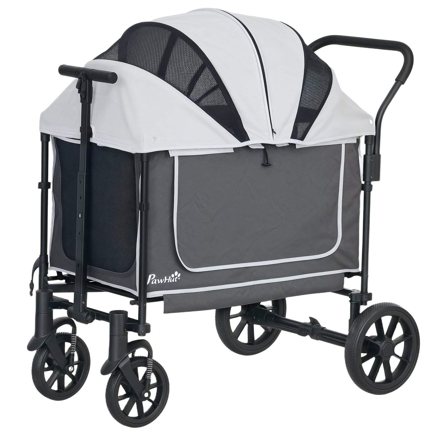 Kokoontaitettava koirarattaat koirille ja kissoille enintään 30 kg 110 x 65 x 102 cm tummanharmaa