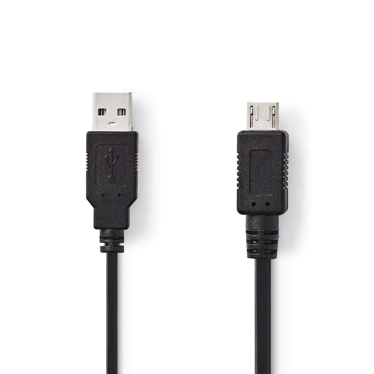 USB kaapeli | USB 2.0 | USB-A Uros | USB Micro-A | 480 Mbps | Niklattu | 2.00 m | Pyöreä | PVC | Musta | Muovipussi