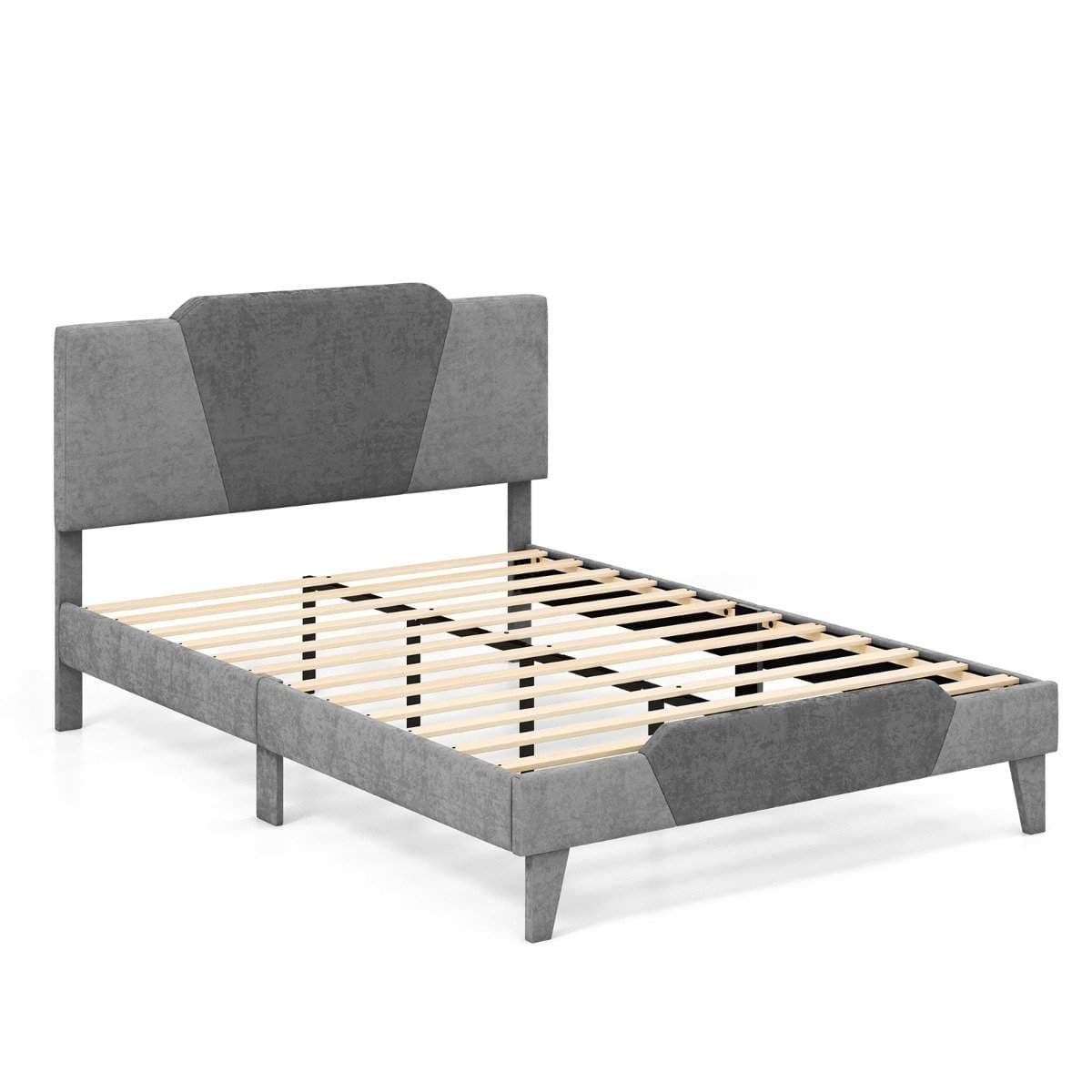 Queen-size-kokoinen Velvet Platform -sängynrunko pehmustetulla päädyllä