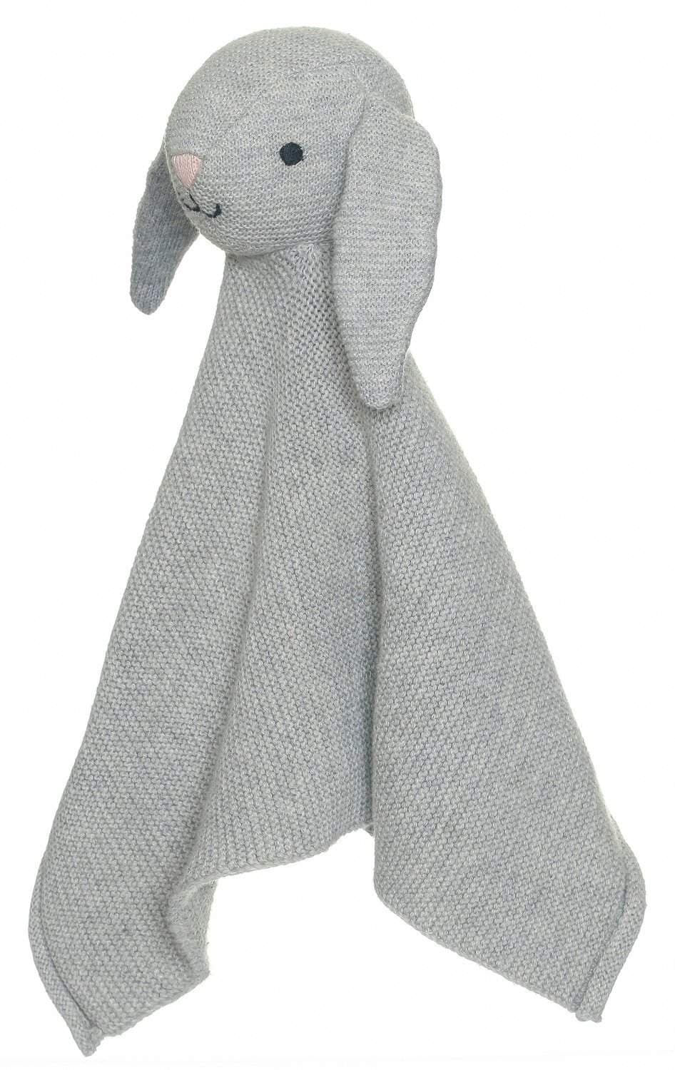 Luomupuuvillainen vauvanpeitto, harmaa neulottu kani, 27 cm