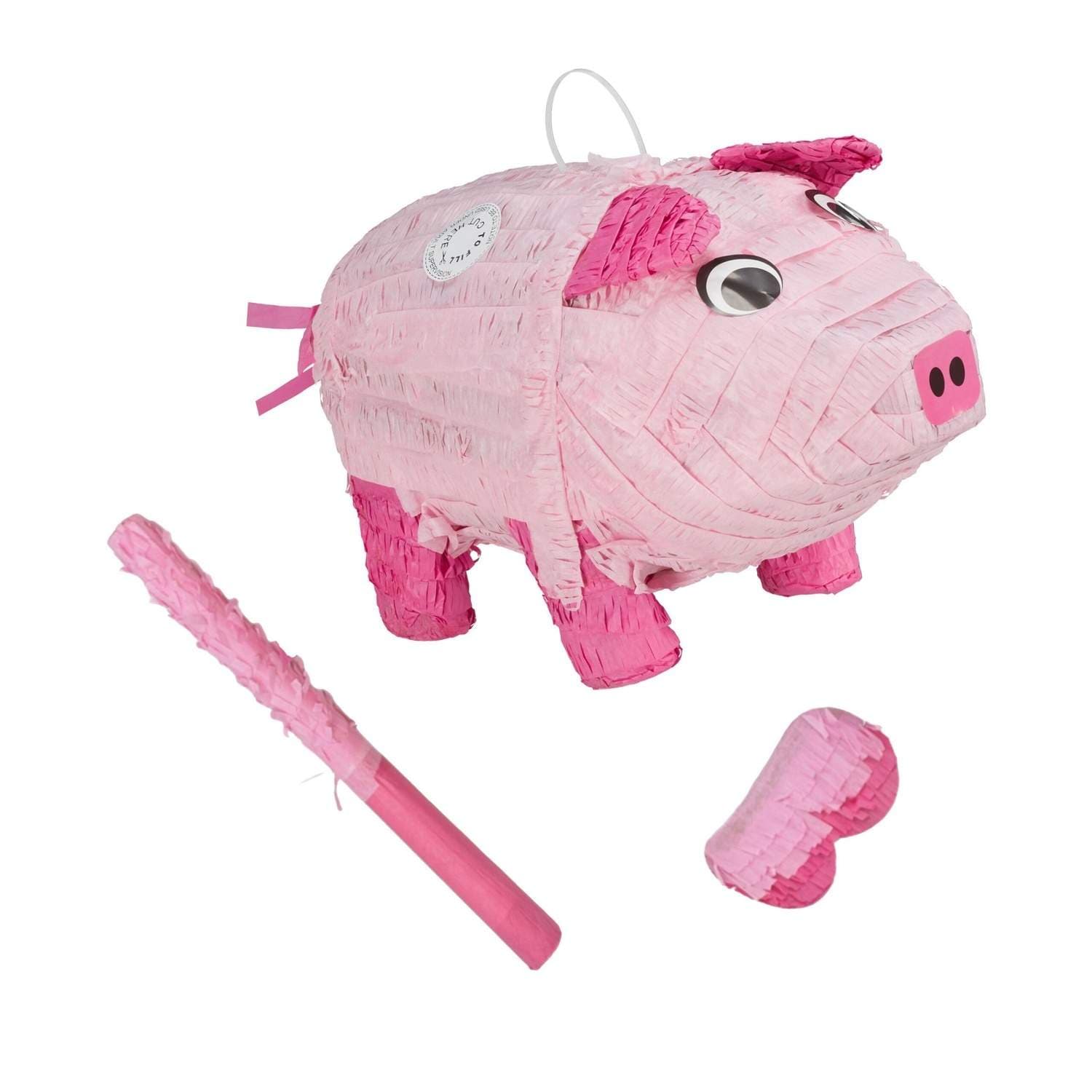 Pig Piñata -setti lepakolla ja naamiolla – hauska juhlapeli