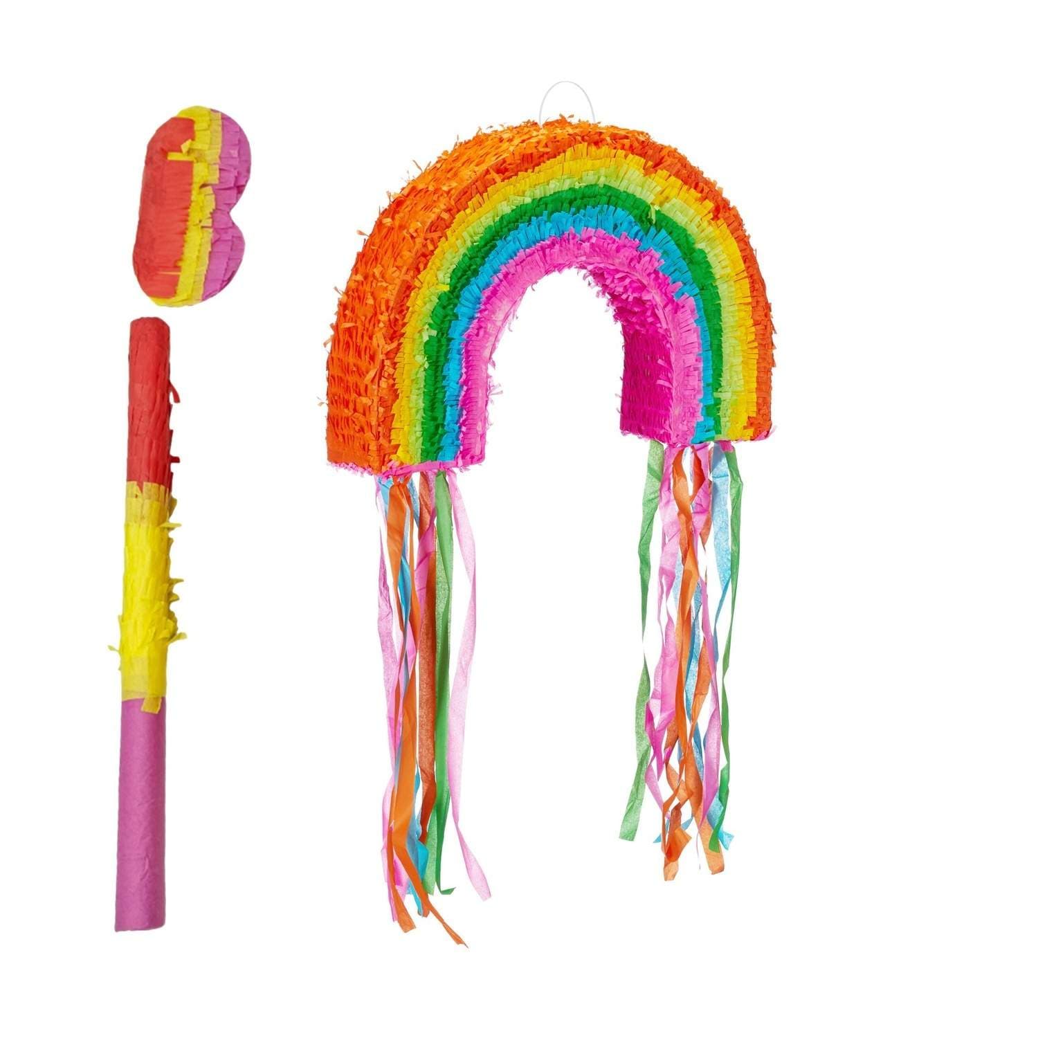 Sateenkaari-piñatasetti lepakolla ja naamiolla – juhlahauskaa
