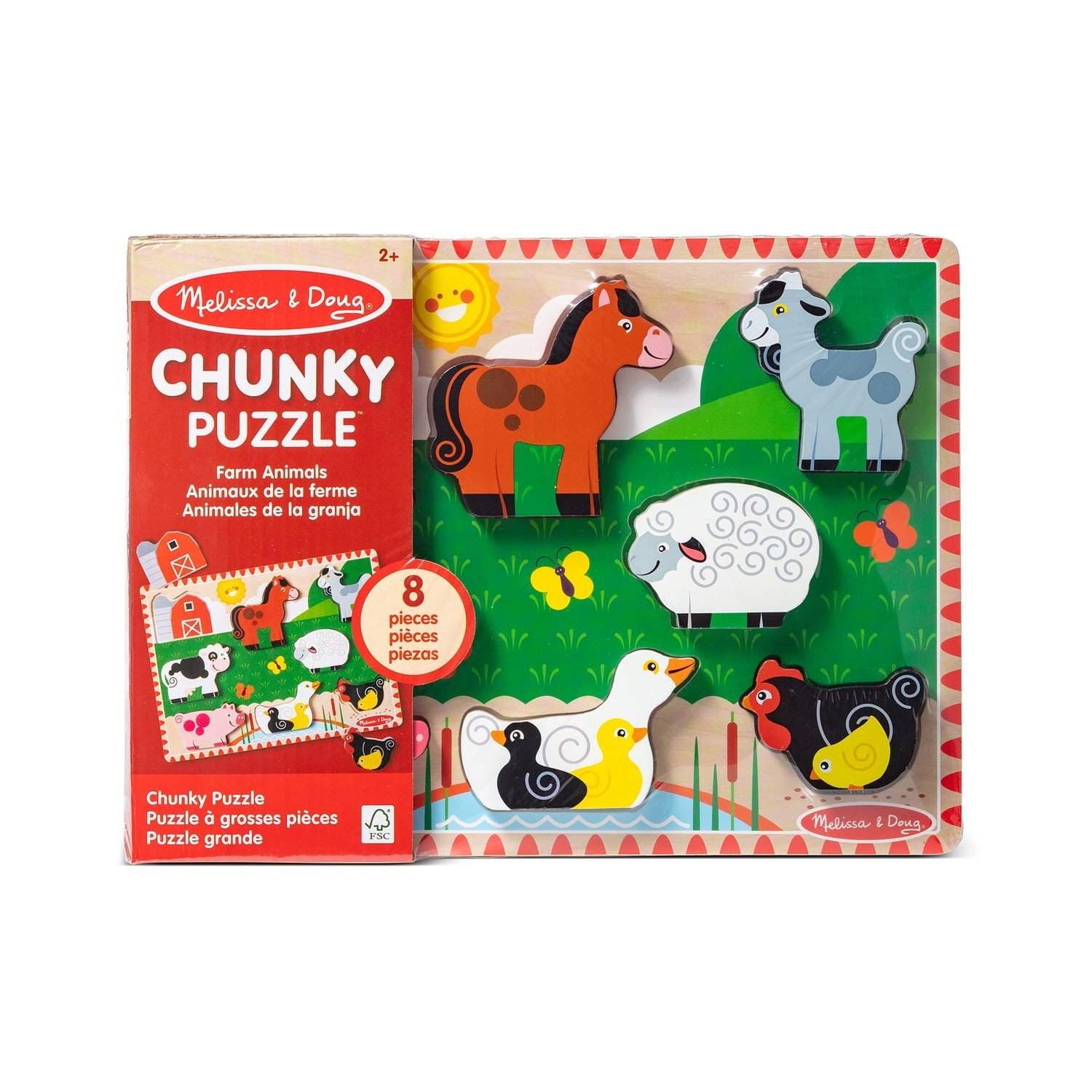 Farm Chunky Puzzle taaperoille, opettavainen leikki, 8 osaa