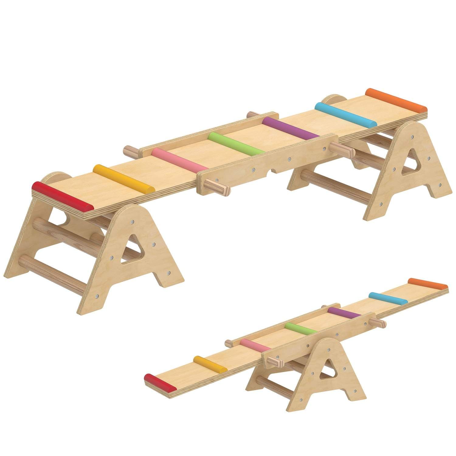 Puinen 2-in-1 lasten tasapainolauta ja keinulauta – 133 x 38 cm