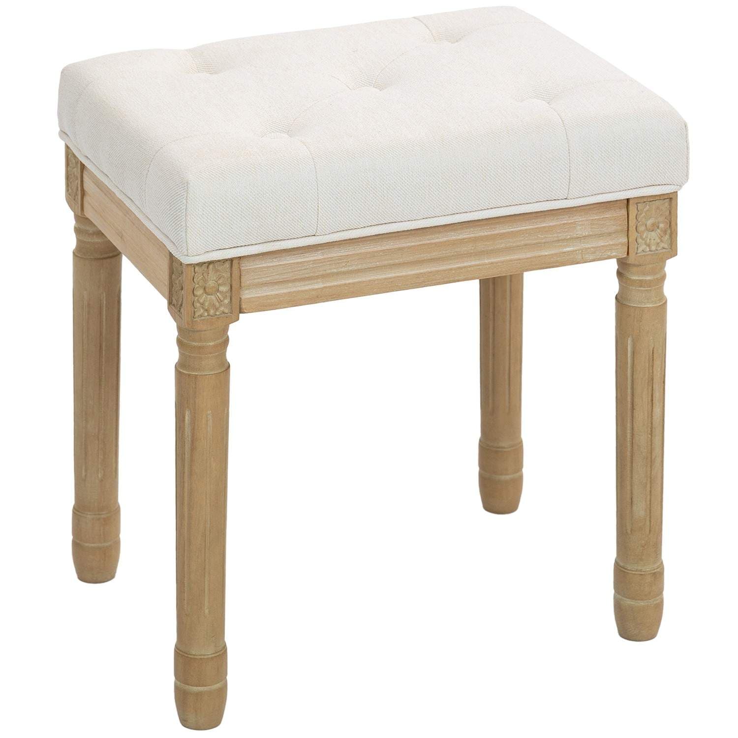 Pellavarahi pehmustetulla istuimella, puujalat, beige, 42x32x46,5 cm