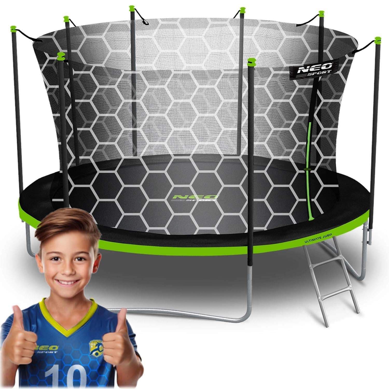 Puutarhatrampoliini 14ft/435cm sisäverkolla ja tikkailla Neo-Sport