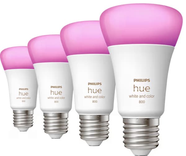 Philips Hue White and Color Ambiance E27 LED 4-pack - Älylamppu, Valkoinen