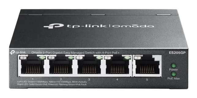 TP-LINK Omada ES205GP - Hallittava Layer 2 PoE+ -kytkin, musta