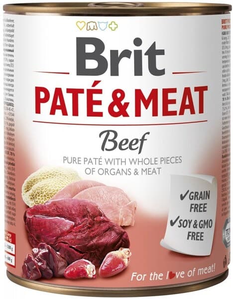 Brit Paté & Meat with Beef, Koiran märkäruoka, Adult, Viljaton, 800 g