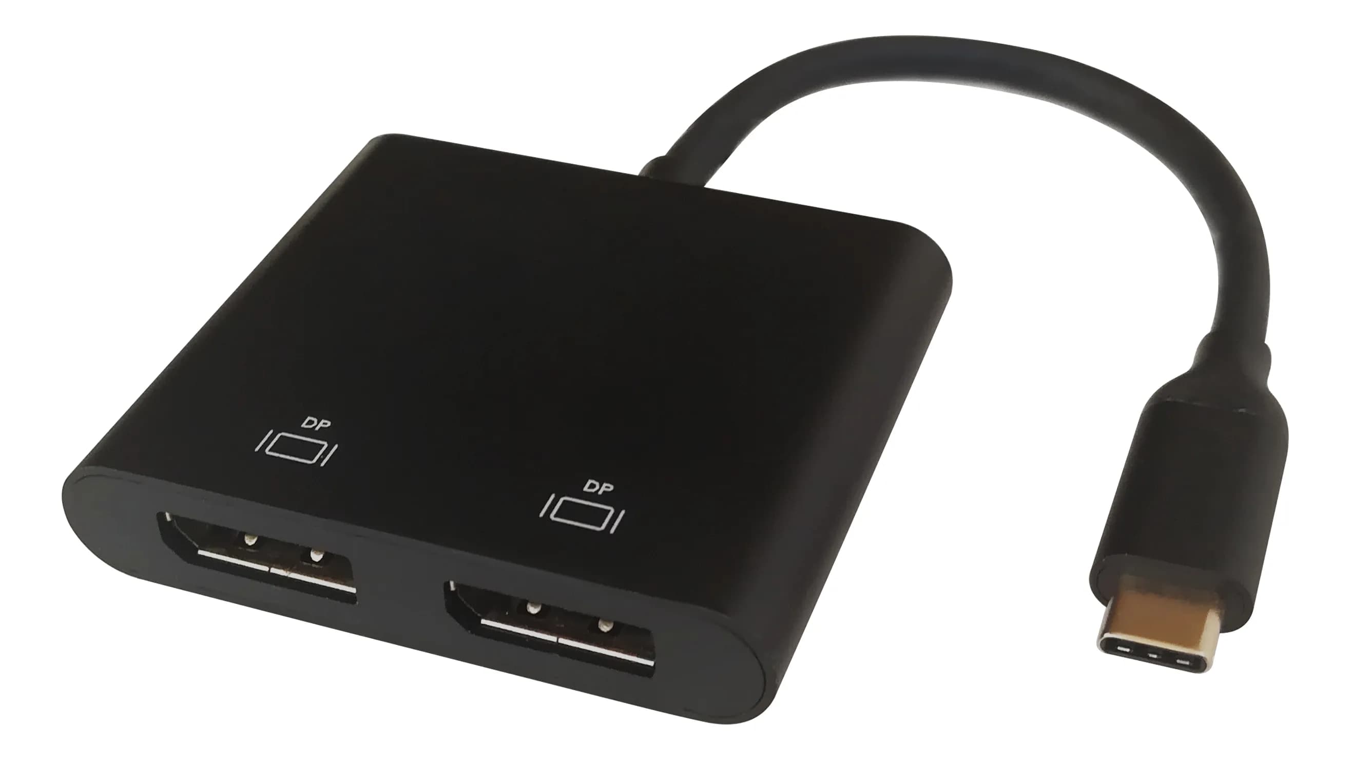 DELTACO USBC-2DP - USB-C - 2x DisplayPort MST-keskitin-videosovitin, musta