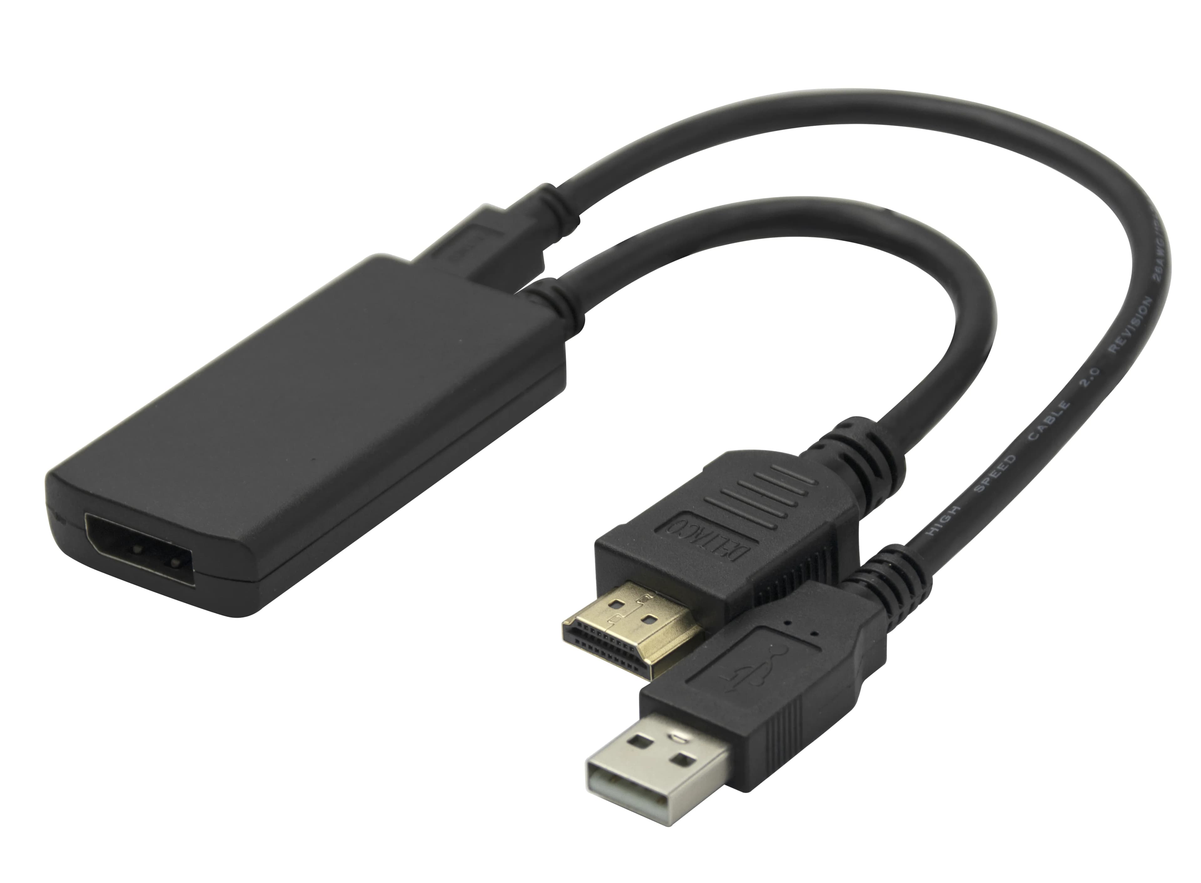 DELTACO HDMI to DisplayPort - Adapteri, Musta
