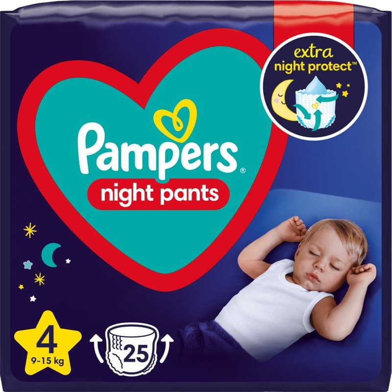 Pampers Night Pants Size 4 kertakäyttöiset housuvaipat yöksi 9-15 kg 25 kpl