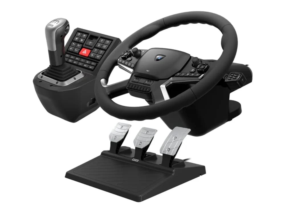 Hori Force Feedback Truck Control System, Ohjauspyörä + polkimet + ohjain, PC, D-pad, 1800°, Langallinen, USB
