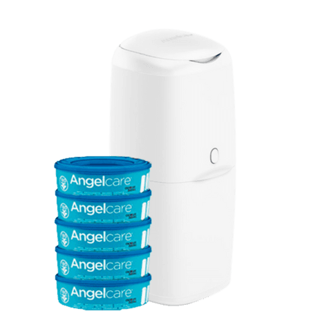 Angelcare-vaippasäiliö & 5 täydennyskasettia