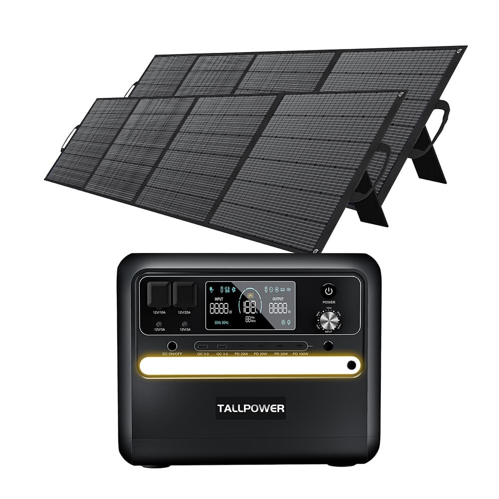 TALLPOWER V2400 2160Wh Power Station + 2x 400W Solar Panel