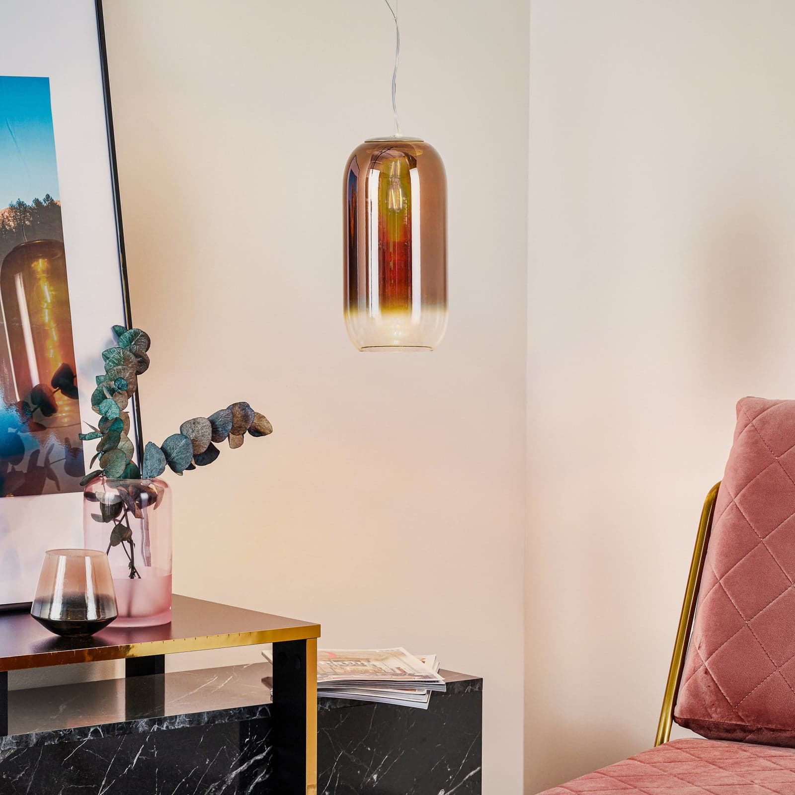 Gople Mini Riippuvalaisin Copper Artemide - Olohuone - Design - Lasi - Yksilamppuinen