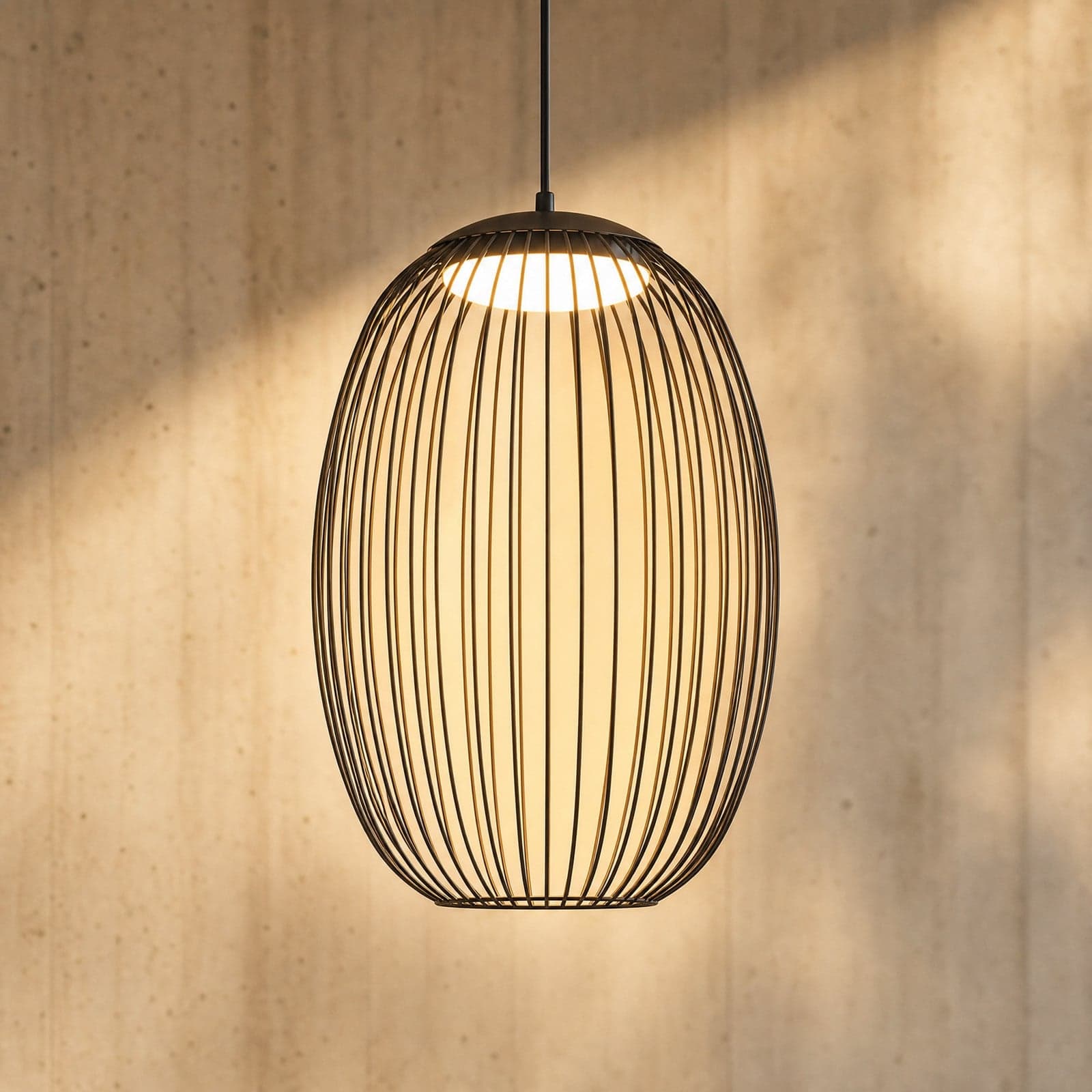 Richi LED-riippuvalaisin ulos, Ø 40 cm, musta, himmennettävä, IP44, metalli - Lucande - Moderni - Yksilamppuinen