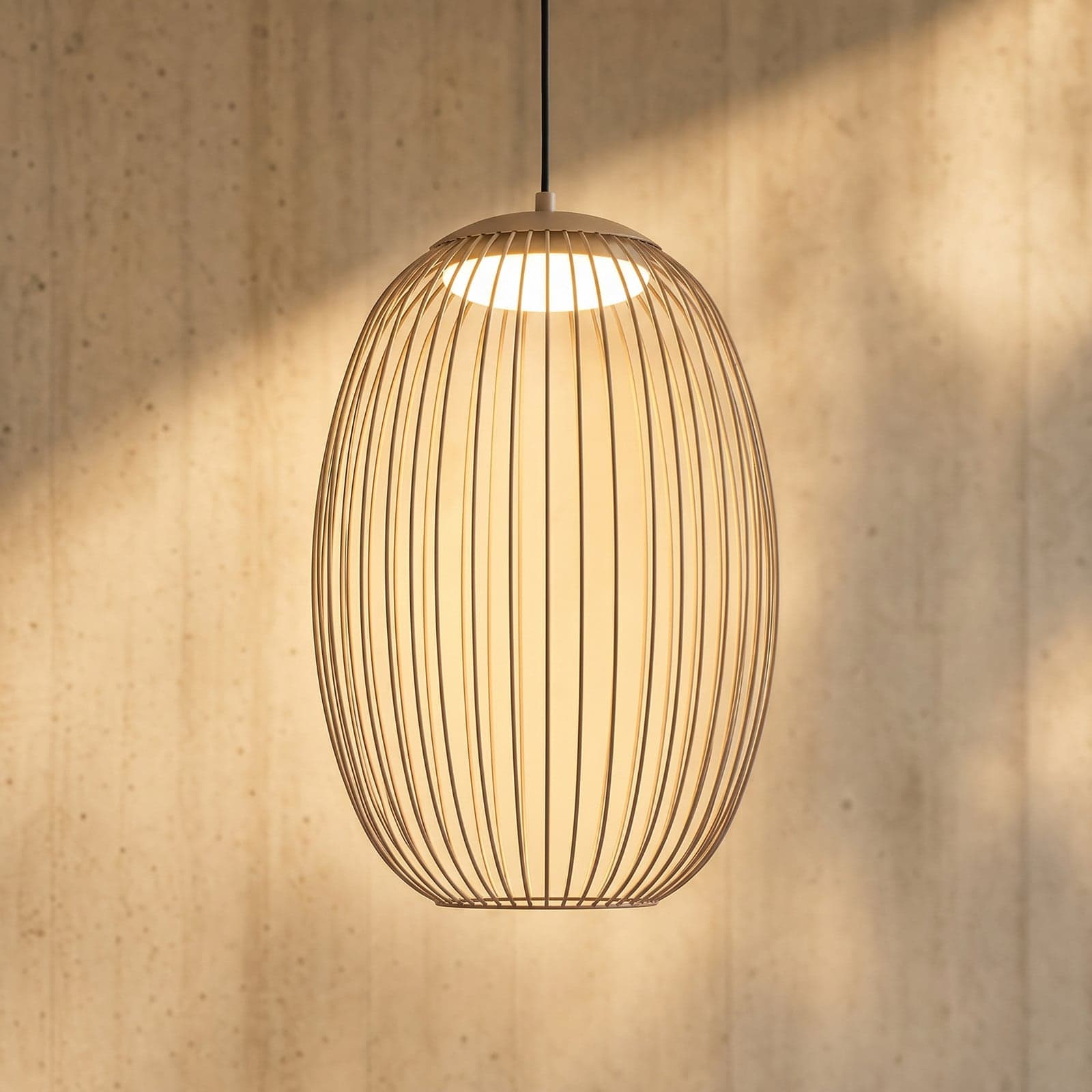 Richi LED-riippuvalaisin ulos, Ø 40 cm, beige, himmennettävä, IP44, metalli - Lucande - Moderni - Yksilamppuinen