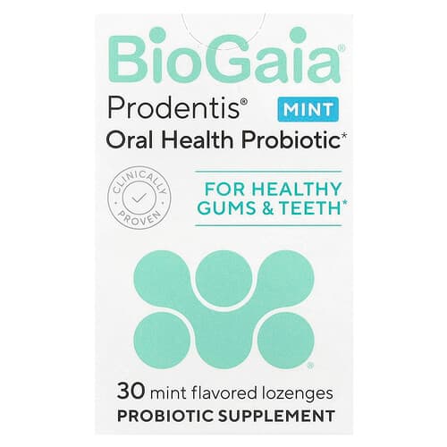 BioGaia, Prodentis® Suun Terveys Probiootti, Terveille Ikenille ja Hampaille, Minttu, 30 Probioottista Pastillia