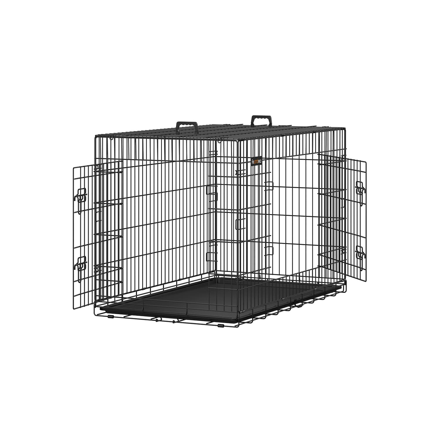 Koiran häkki, metalliverkko, 122x81x76 cm, musta