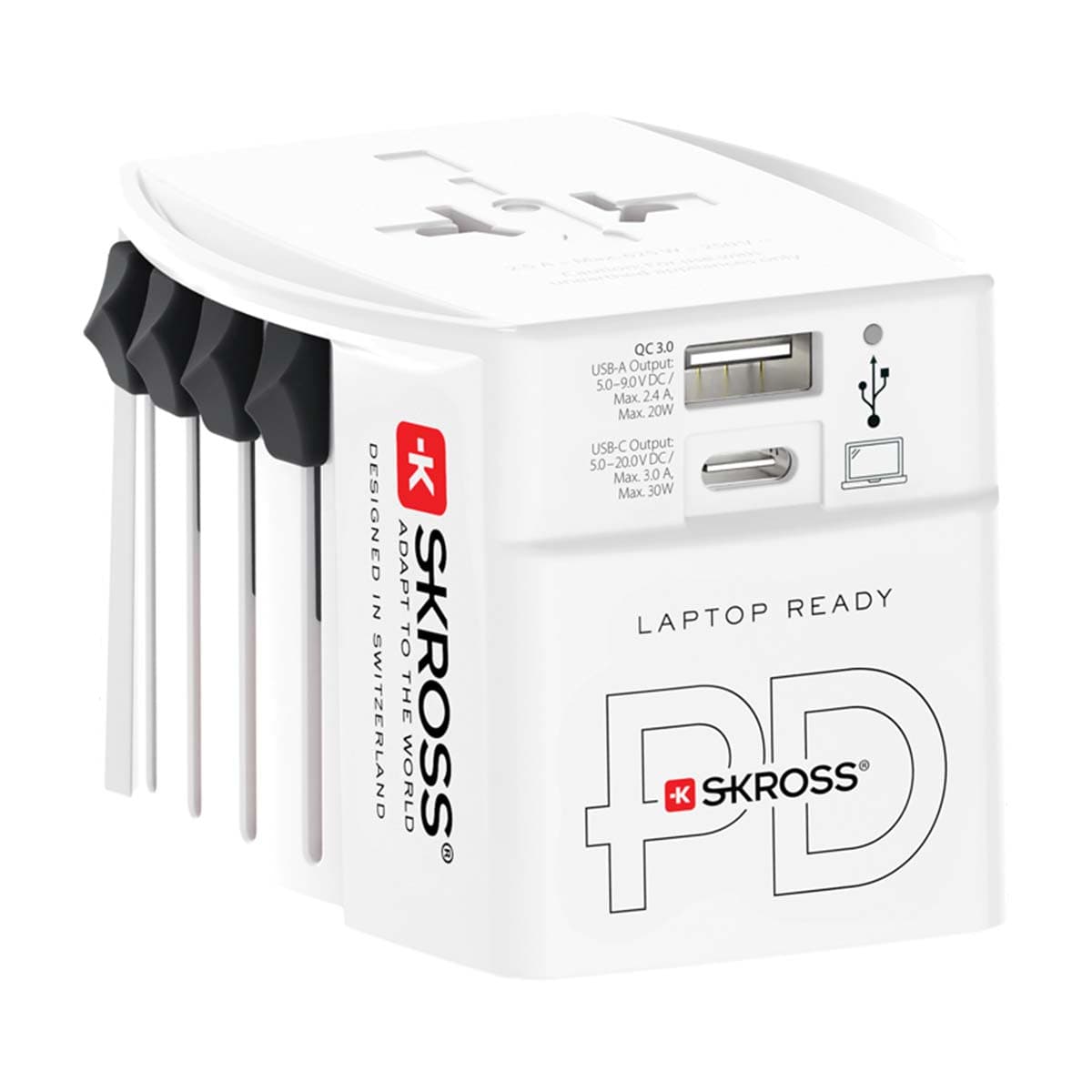 Universaali MUV-matkaadapteri USB-A ja USB-C PD 30 W -tuella