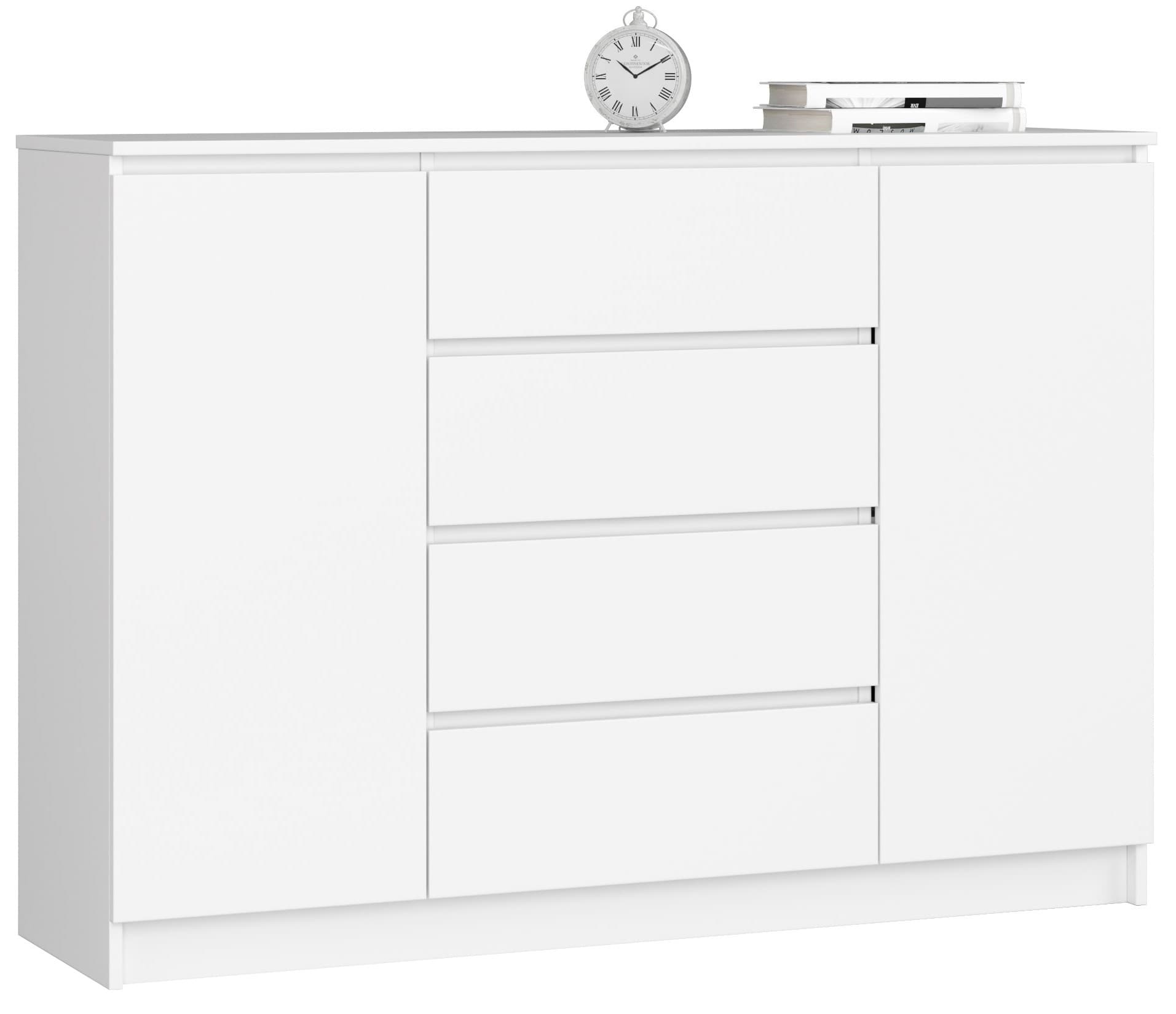 Akord Lipasto 2 Ovet 4 Laatikoa Valkoinen 138x40x99