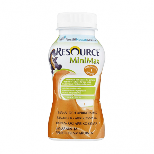RESOURCE MINIMAX neste, lasten t??ydennysravintovalmiste 2x200ml banaani-aprikoosi