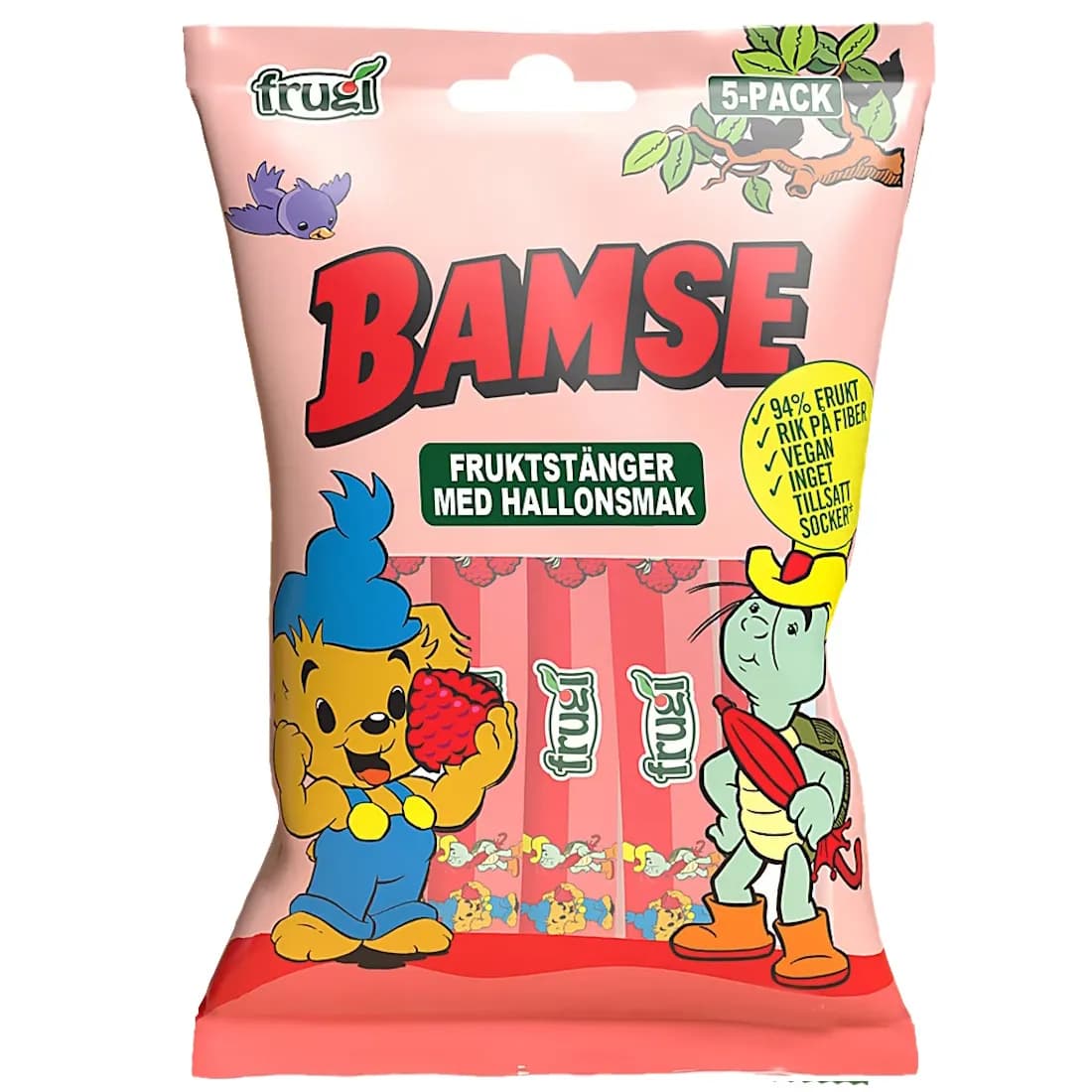 Bamse Vadelmanmakuiset Hedelmäpatukat 5 × 15 g
