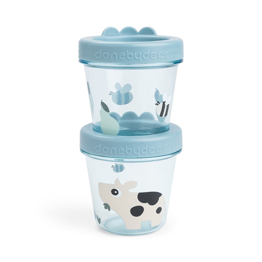 Done by Deer Baby ruoan varastointi 2-pack Tiny farm Blue