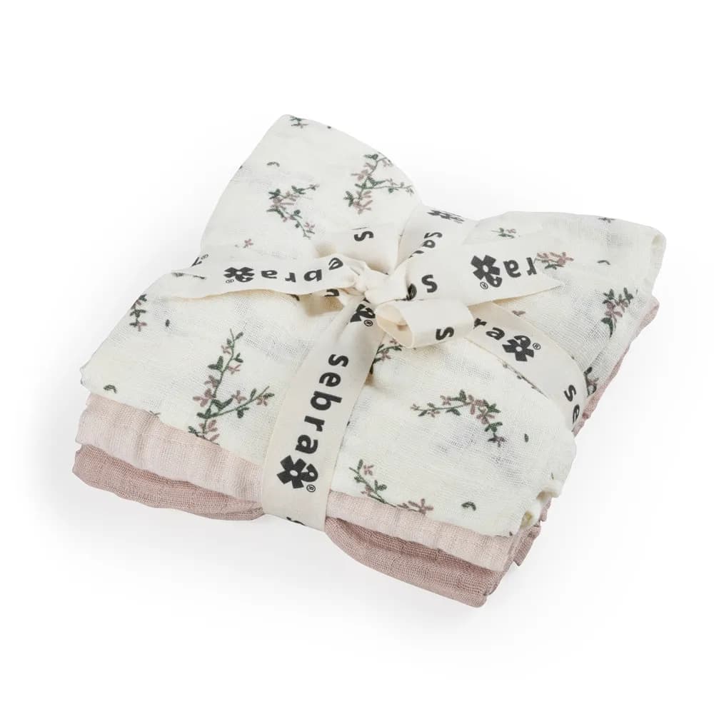 Sebra musliinipeitot 3-pack powder blossom rose